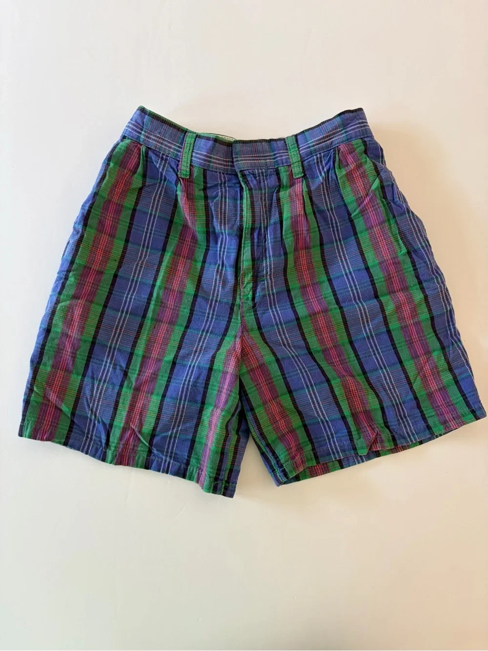 Palmettos Loafers Vintage Vibrant Plaid Shorts Kids Size 12 Classic Preppy